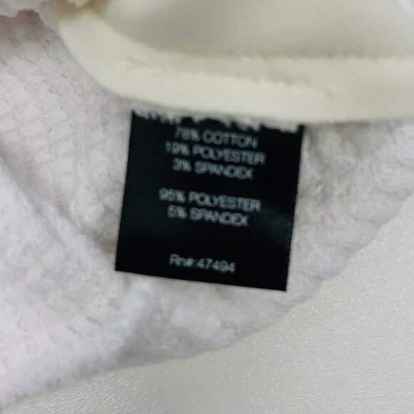 Norma Kamali White Waffle Knit Side Stripe Track Jacket Small Zip Up S/36 - Picture 14 of 14